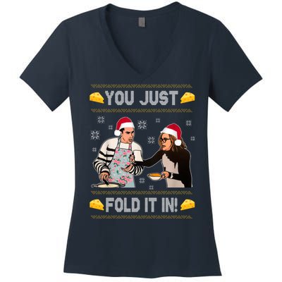 You Just Fold It Funny Cheese Xmas Sweater Women's V-Neck T-Shirt