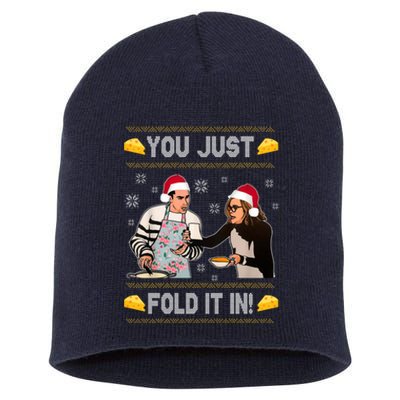 You Just Fold It Funny Cheese Xmas Sweater Short Acrylic Beanie