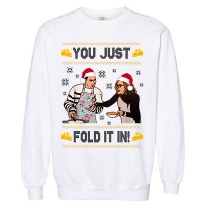 You Just Fold It Funny Cheese Xmas Sweater Garment-Dyed Sweatshirt