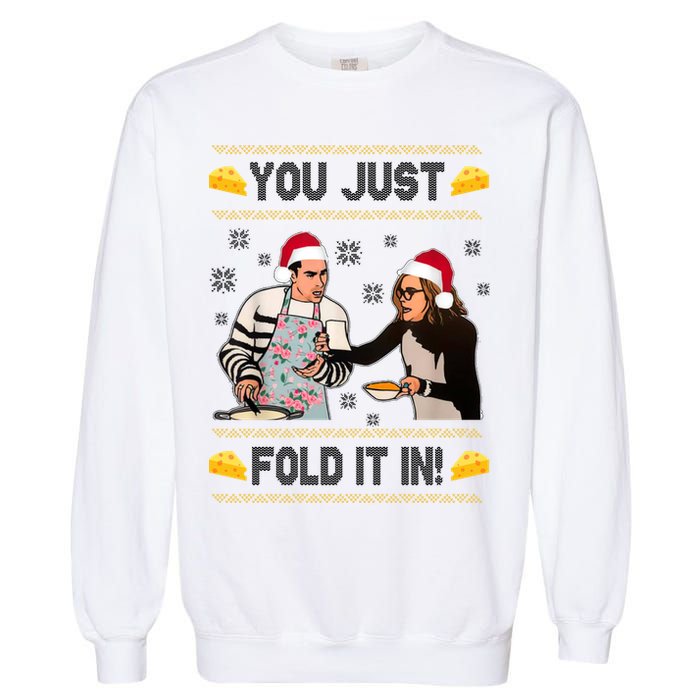 You Just Fold It Funny Cheese Xmas Sweater Garment-Dyed Sweatshirt