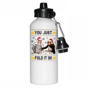 You Just Fold It Funny Cheese Xmas Sweater Aluminum Water Bottle