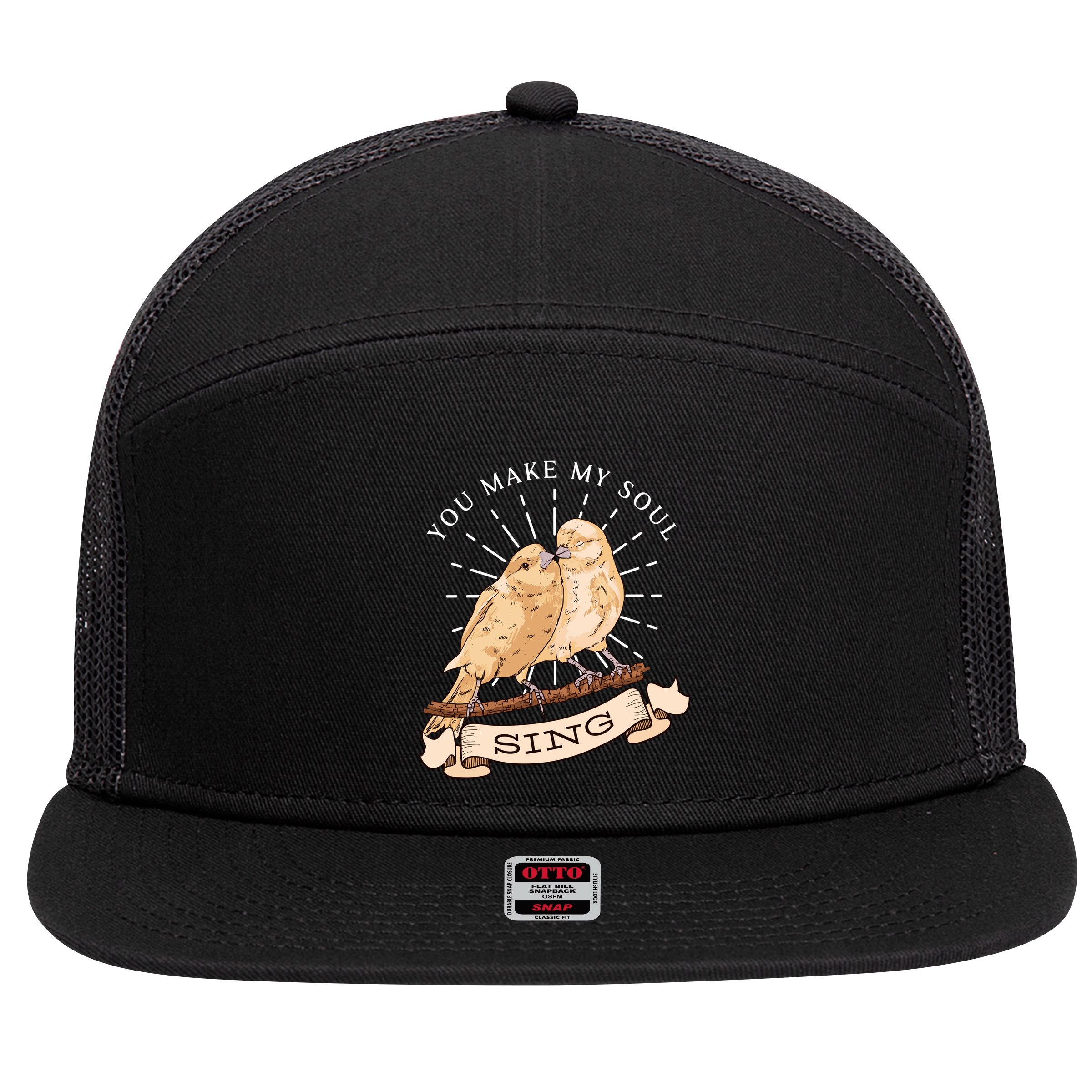 You Make My Soul Sing Bird 7 Panel Mesh Trucker Snapback Hat