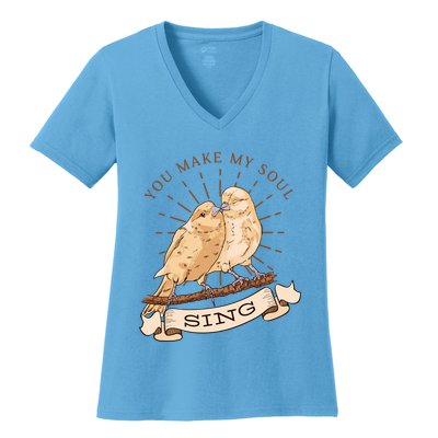 You Make My Soul Sing Bird Women's V-Neck T-Shirt