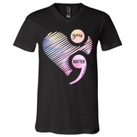 You Matter Don't Let Your Story End Semicolon V-Neck T-Shirt