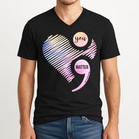 You Matter Don't Let Your Story End Semicolon V-Neck T-Shirt