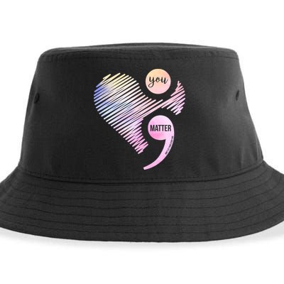You Matter Don't Let Your Story End Semicolon Sustainable Bucket Hat