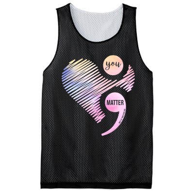 You Matter Don't Let Your Story End Semicolon Mesh Reversible Basketball Jersey Tank