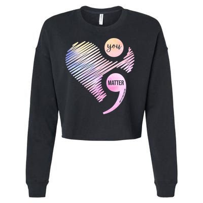 You Matter Don't Let Your Story End Semicolon Cropped Pullover Crew