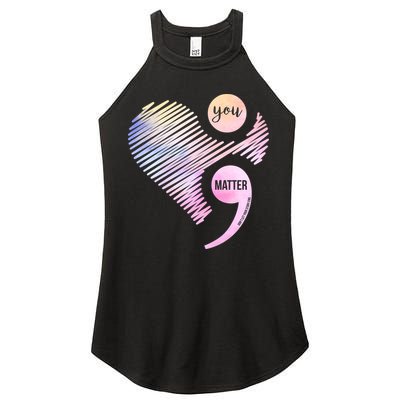 You Matter Don't Let Your Story End Semicolon Women's Perfect Tri Rocker Tank