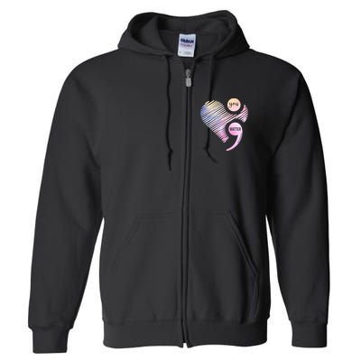 You Matter Don't Let Your Story End Semicolon Full Zip Hoodie