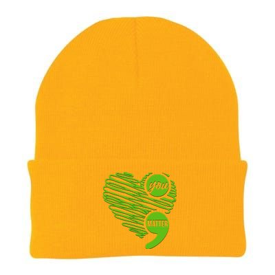 You Matter Semicolon Heart Mental Health Awareness Knit Cap Winter Beanie