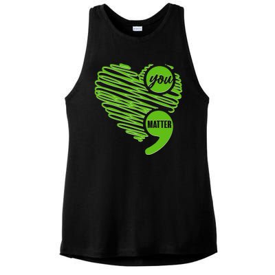 You Matter Semicolon Heart Mental Health Awareness Ladies PosiCharge Tri-Blend Wicking Tank