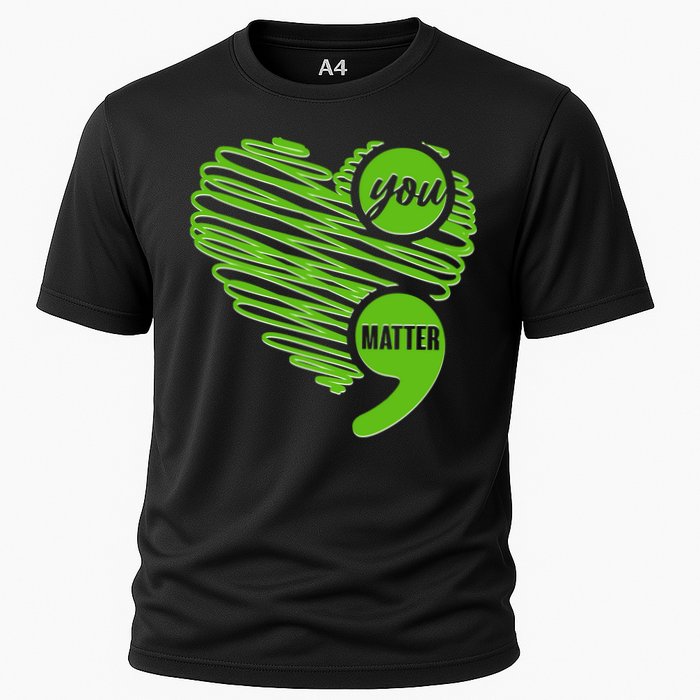 You Matter Semicolon Heart Mental Health Awareness Cooling Performance Crew T-Shirt