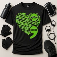 You Matter Semicolon Heart Mental Health Awareness Cooling Performance Crew T-Shirt