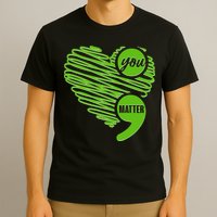 You Matter Semicolon Heart Mental Health Awareness T-Shirt