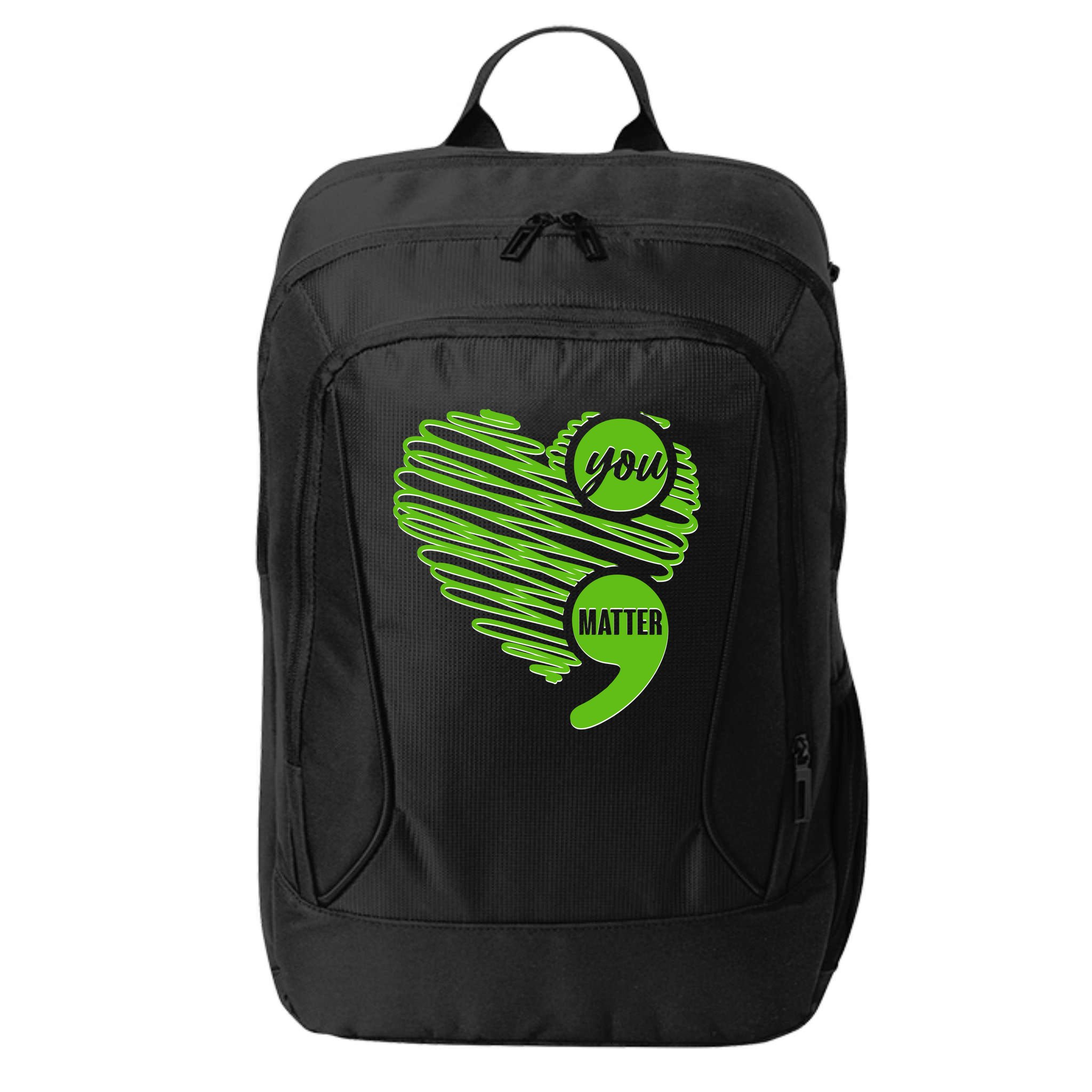 You Matter Semicolon Heart Mental Health Awareness City Backpack