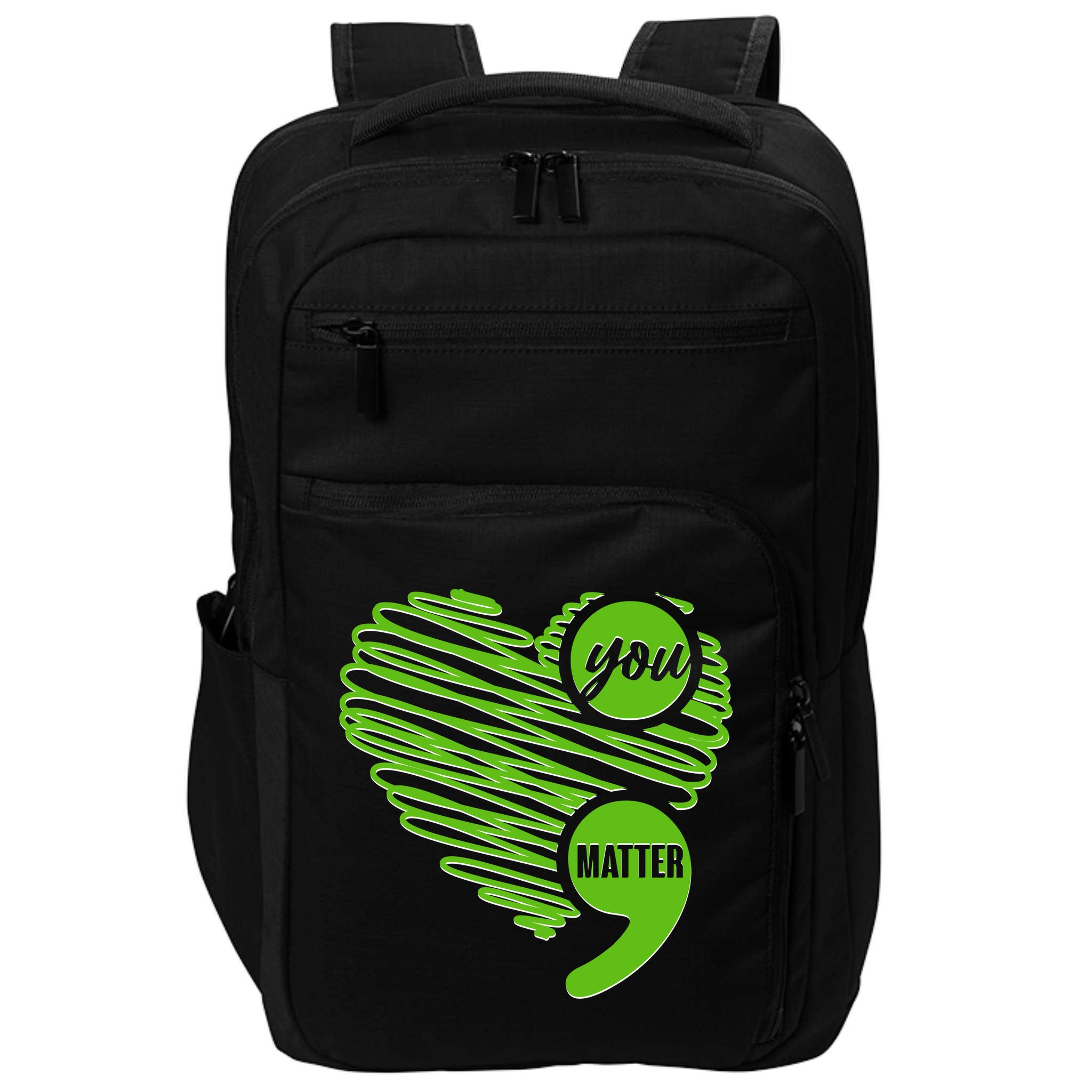 You Matter Semicolon Heart Mental Health Awareness Impact Tech Backpack