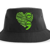 You Matter Semicolon Heart Mental Health Awareness Sustainable Bucket Hat