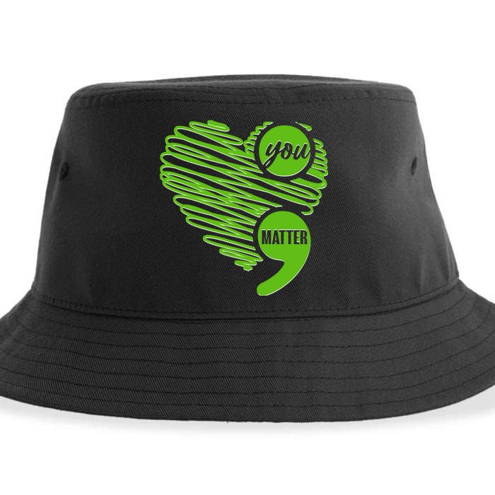 You Matter Semicolon Heart Mental Health Awareness Sustainable Bucket Hat