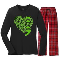 You Matter Semicolon Heart Mental Health Awareness Women's Long Sleeve Flannel Pajama Set 