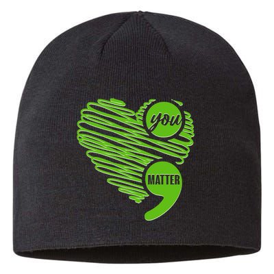 You Matter Semicolon Heart Mental Health Awareness Sustainable Beanie