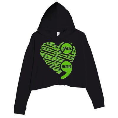 You Matter Semicolon Heart Mental Health Awareness Crop Fleece Hoodie