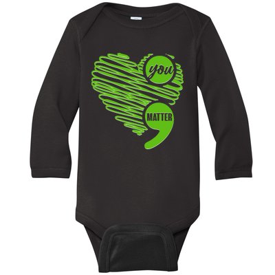 You Matter Semicolon Heart Mental Health Awareness Baby Long Sleeve Bodysuit