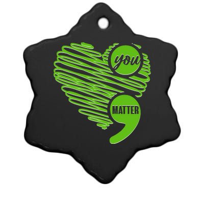 You Matter Semicolon Heart Mental Health Awareness Ceramic Star Ornament