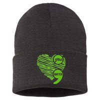 You Matter Semicolon Heart Mental Health Awareness Sustainable Knit Beanie