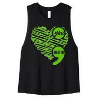 You Matter Semicolon Heart Mental Health Awareness Women's Racerback Cropped Tank