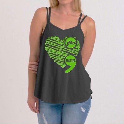 You Matter Semicolon Heart Mental Health Awareness Women's Strappy Tank