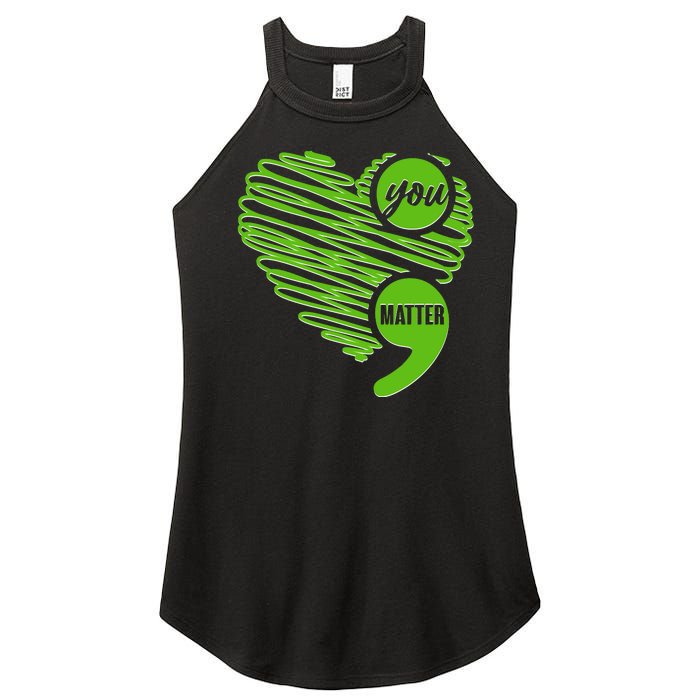 You Matter Semicolon Heart Mental Health Awareness Women's Perfect Tri Rocker Tank