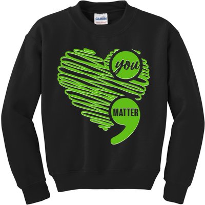 You Matter Semicolon Heart Mental Health Awareness Kids Sweatshirt