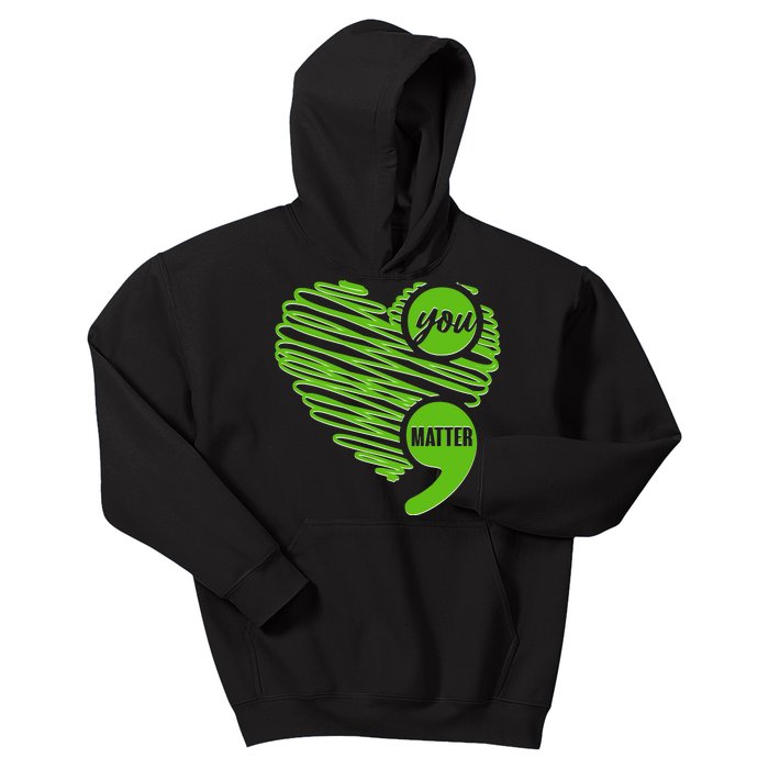 You Matter Semicolon Heart Mental Health Awareness Kids Hoodie