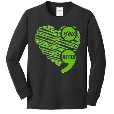 You Matter Semicolon Heart Mental Health Awareness Kids Long Sleeve Shirt