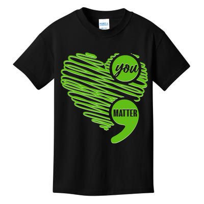 You Matter Semicolon Heart Mental Health Awareness Kids T-Shirt