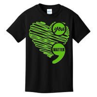 You Matter Semicolon Heart Mental Health Awareness Kids T-Shirt