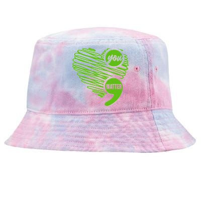 You Matter Semicolon Heart Mental Health Awareness Tie-Dyed Bucket Hat