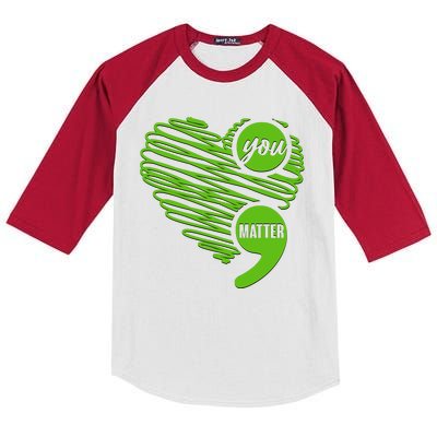 You Matter Semicolon Heart Mental Health Awareness Kids Colorblock Raglan Jersey