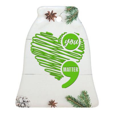 You Matter Semicolon Heart Mental Health Awareness Ceramic Bell Ornament