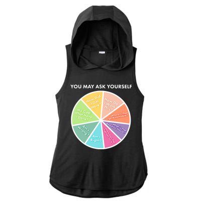 You May Ask Yourself Pie Chart Ladies PosiCharge Tri-Blend Wicking Draft Hoodie Tank