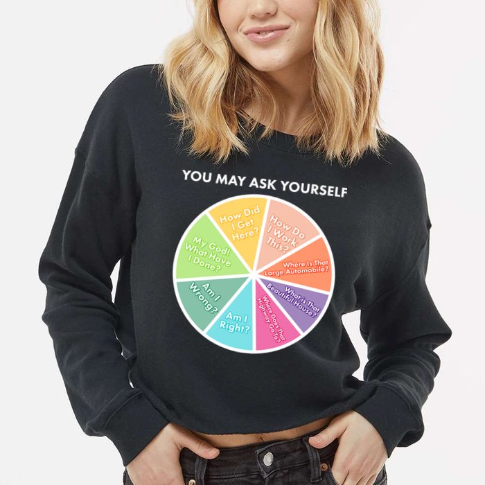 You May Ask Yourself Pie Chart Cropped Pullover Crew