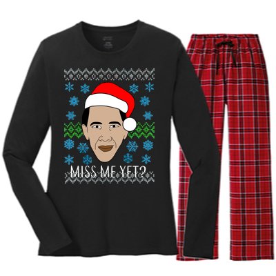 You Miss Me Yet Obama Ugly Christmas Women's Long Sleeve Flannel Pajama Set 