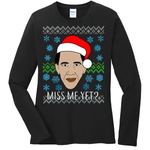 You Miss Me Yet Obama Ugly Christmas Ladies Long Sleeve Shirt