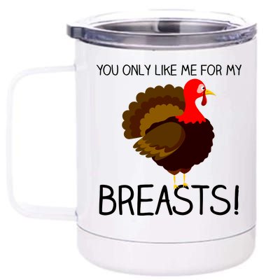 You Only Like Me For My Breasts Thanksgiving Turkey 12 oz Stainless Steel Tumbler Cup