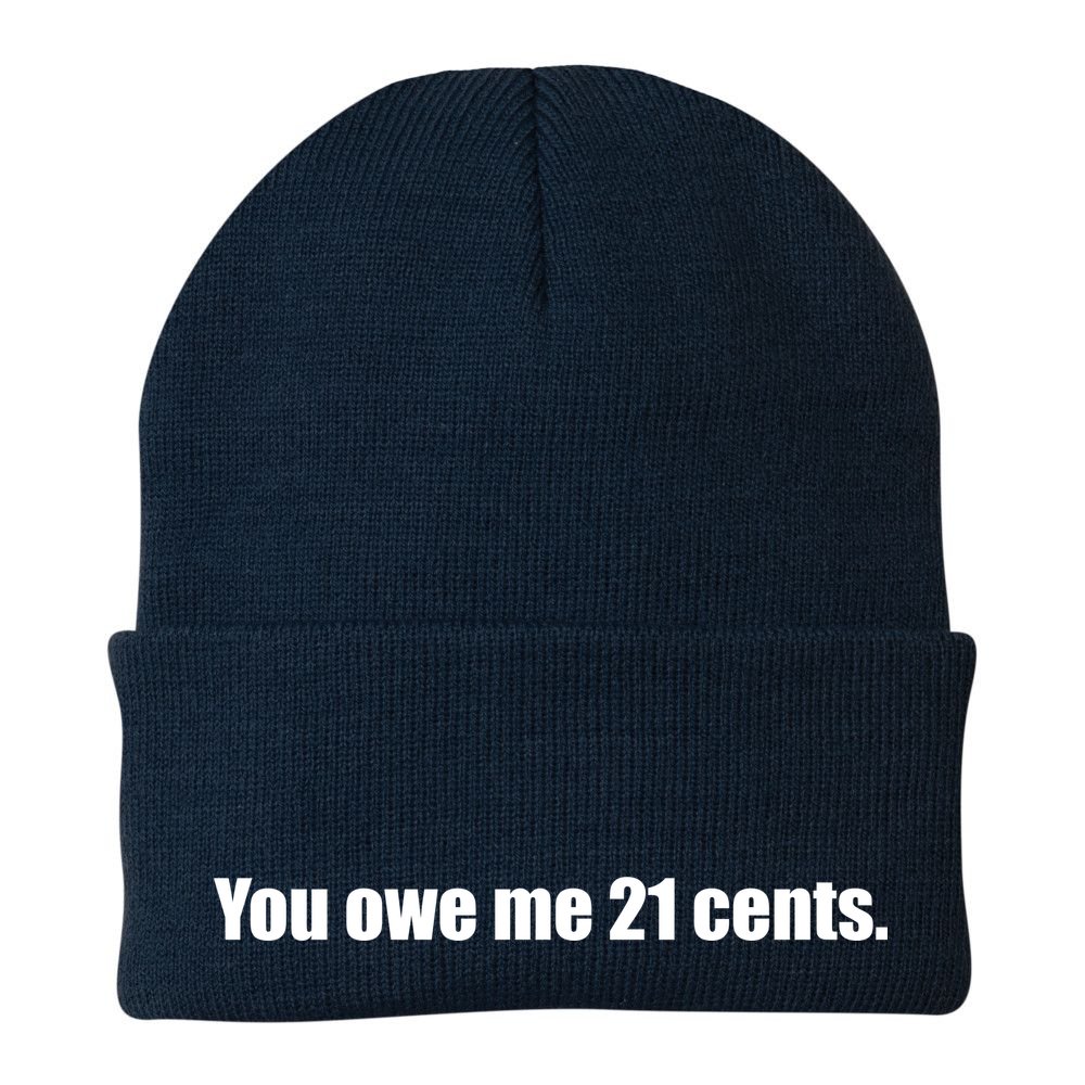 You Owe Me 21 Cents Bold Text - Feminist Beanie