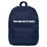 You Owe Me 21 Cents Bold Text - Feminist 16 in Basic Backpack