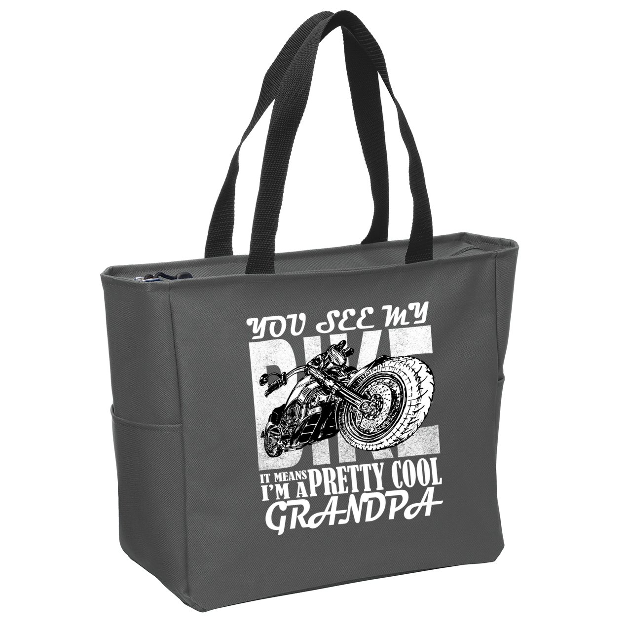 You See My Bike It Means I'm A Pretty Cool Grandpa Zip Tote Bag