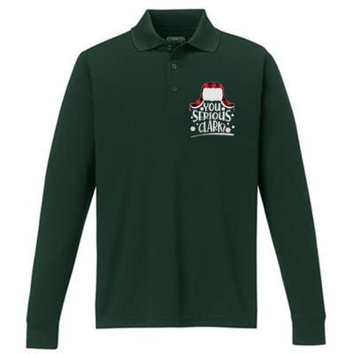 You Serious Clark? Christmas Winter Performance Long Sleeve Polo