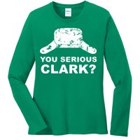 You Serious Clark Winter Hat Distress Ladies Long Sleeve Shirt